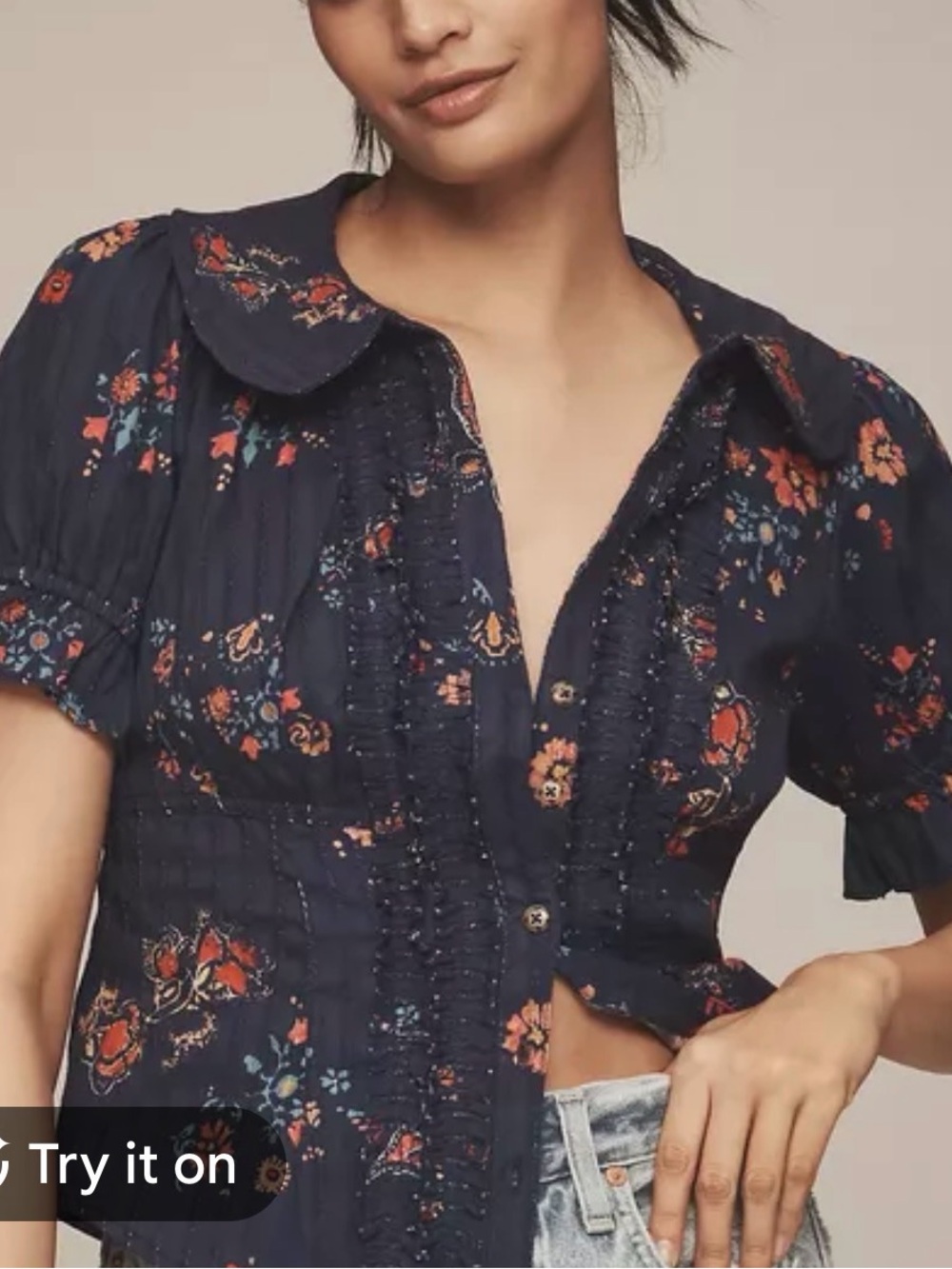 Pilcro Keira Waisted Tuxedo Blouse